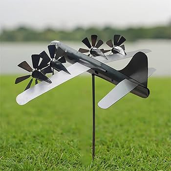 Amazon.co.jp: ガーデン 風車 飛行機 ウィンドスピナー 金属